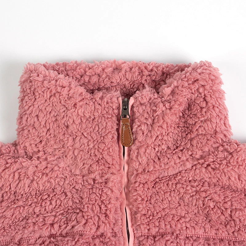 Factory Direct Teddy Coat Sweatshirt Solid Color Full Zip Sherpa Fleece Jacket Pullover