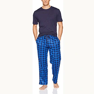 2021Amazon Men Pajamas Knit Fleece Pant and Jersey Top Pajama Set