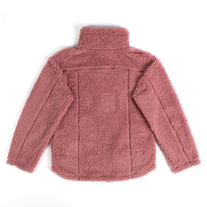 Factory Direct Teddy Coat Sweatshirt Solid Color Full Zip Sherpa Fleece Jacket Pullover