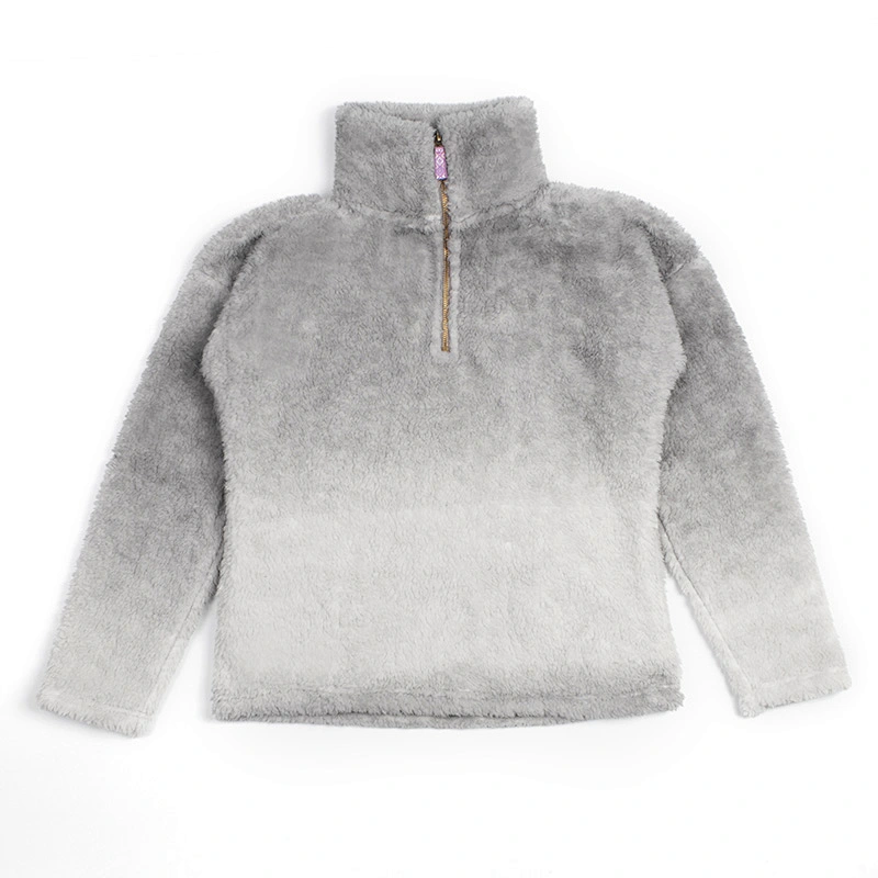 Unisex Winter Suit Teddy Coat Sweatershirt Gradient Color Zippper Sherpa Fleece Pullover
