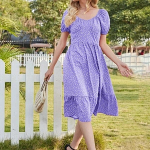 2021 New Arrival Polka Dot Ruffle Hem A-line Dress Street Style Dress