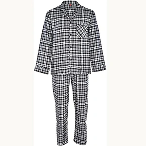 2021 new men pajamas  100% cotton pajamas  flannel plaid pajama  set top and pant set