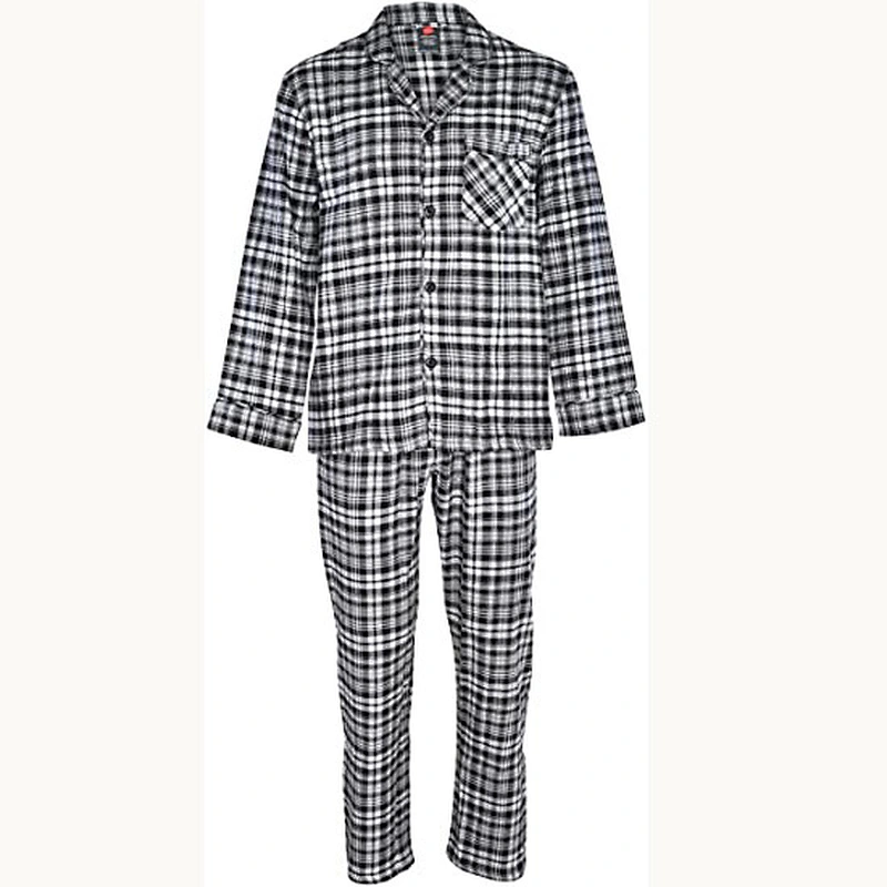 2021 new men pajamas  100% cotton pajamas  flannel plaid pajama  set top and pant set