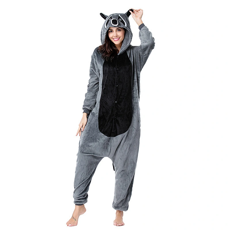 2021 Amason Women onesie pajamas Autumn and winter new couple cartoon animal home suit