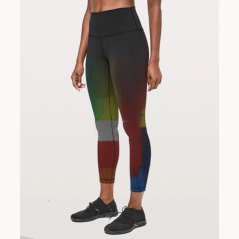Custom Sublimation starry sky color gradient color matching slim 80 nylon breathable sports bike tight stretch yoga pants cloth