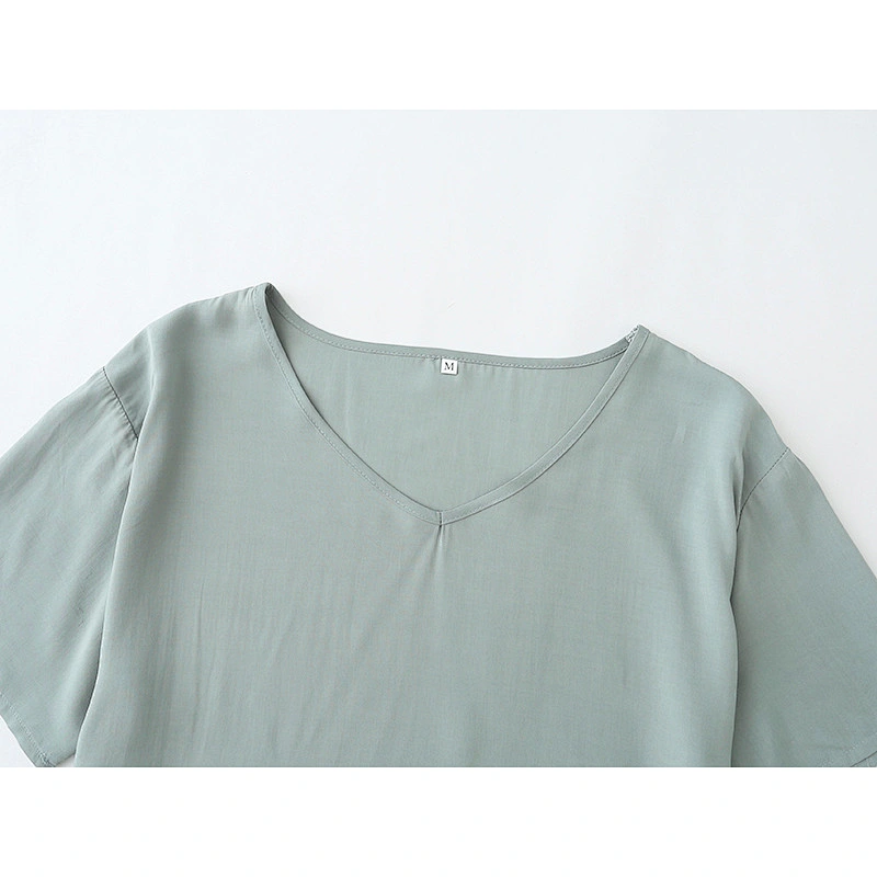 2021new pajamas for women spring summer cotton silk suit short sleeves long trousers  large size casual wear