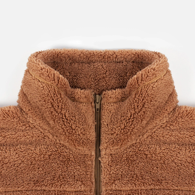 Womens Long Sleeve Wool Teddy Coat Polar Fleece Sweatshirt, 1/2 Zipper Sherpa Fleece Pullover
