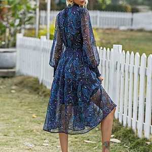 2021 New Arrival Paisley Peekaboo Chiffon A-line Dress Casual Dress