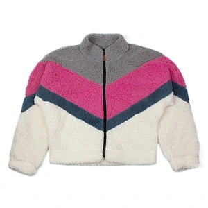 Amazon Hot Unisex Wool Hoodies Full Zipper Patchwork Pattern Sherpa Fleece Sweatshirt Pullover