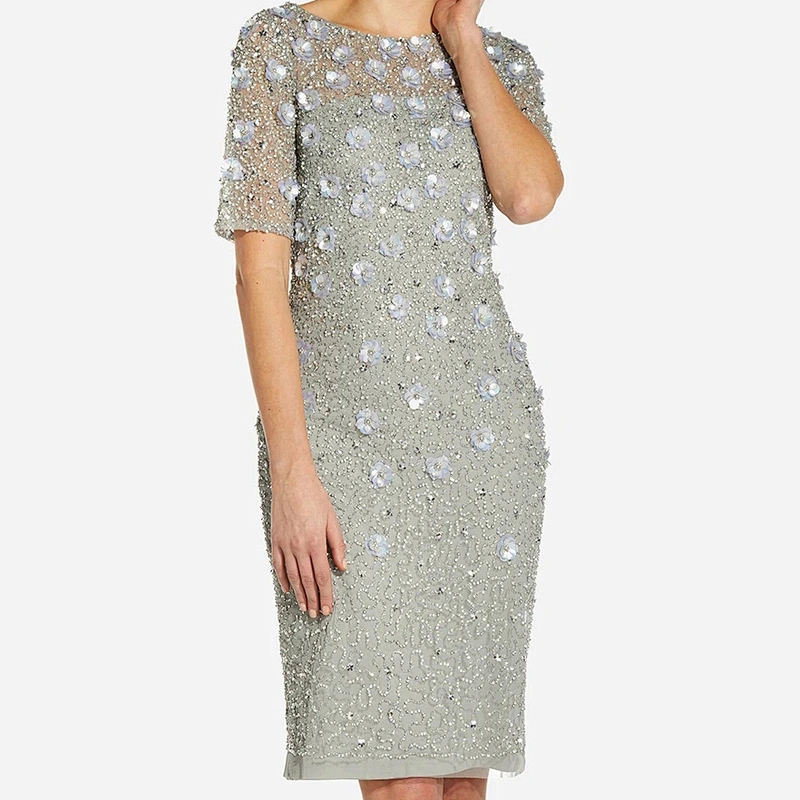 2021 New Arrival Beaded Cocktail Dress In Blue Mist  Ladies Dresses Elegant Evening Dress