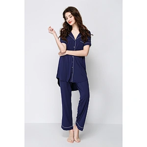 2021Amazon autumn winter pajamas women pajamas cotton pajamas sleepwear comfy soft long button down