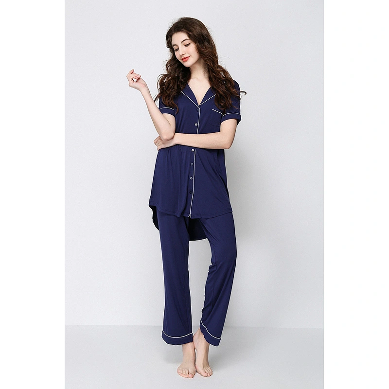 2021Amazon autumn winter pajamas women pajamas cotton pajamas sleepwear comfy soft long button down