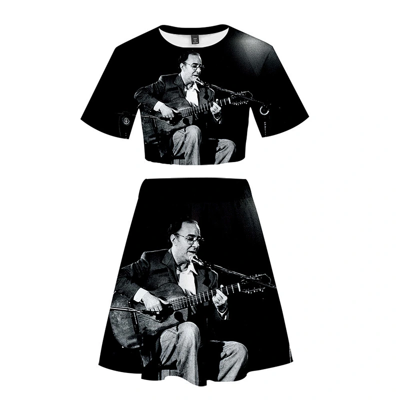 2021new Summer Brazilian singer Joao Gilberto 3D sexy midriff-baring short sleeve + short skirt suit