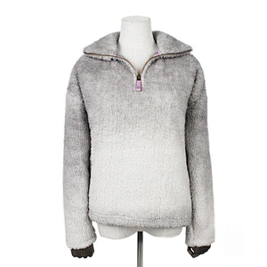 Unisex Winter Suit Teddy Coat Sweatershirt Gradient Color Zippper Sherpa Fleece Pullover