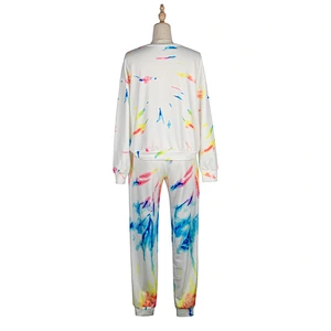 2021 new Casual wear Tie-dye printed sweater two-piece female fashion sport