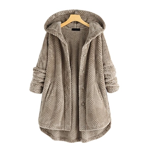 2021 Womens Hooded Sweatshirt Asymmetric Pineapple Sherpa Button Hoodies Pullover