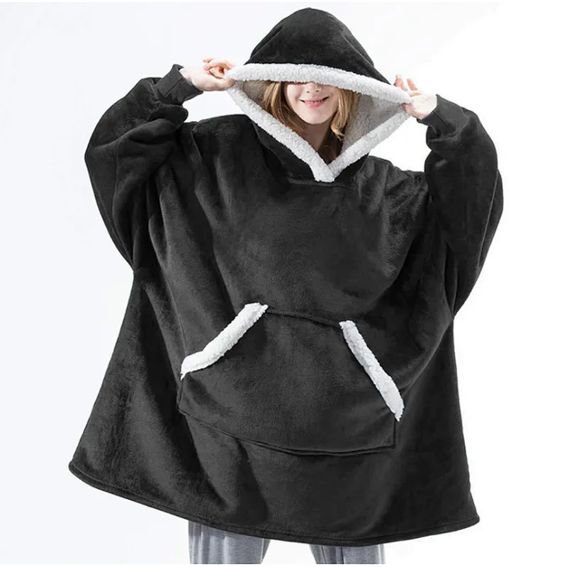 Amazon Top Seller Oversize Blanket Sweatshirt Unisex Sherpa Fleece Hoodie Blanket with Kangaroo Pocket