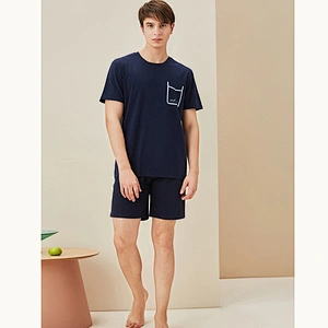 2021 new summer men pajamas bamboo pajamas  casual wear short 2 piece