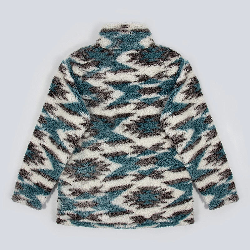 Women's Graphic Pattern 1/4 Zipper Sherpa Fleece Sweatshirt Pullover