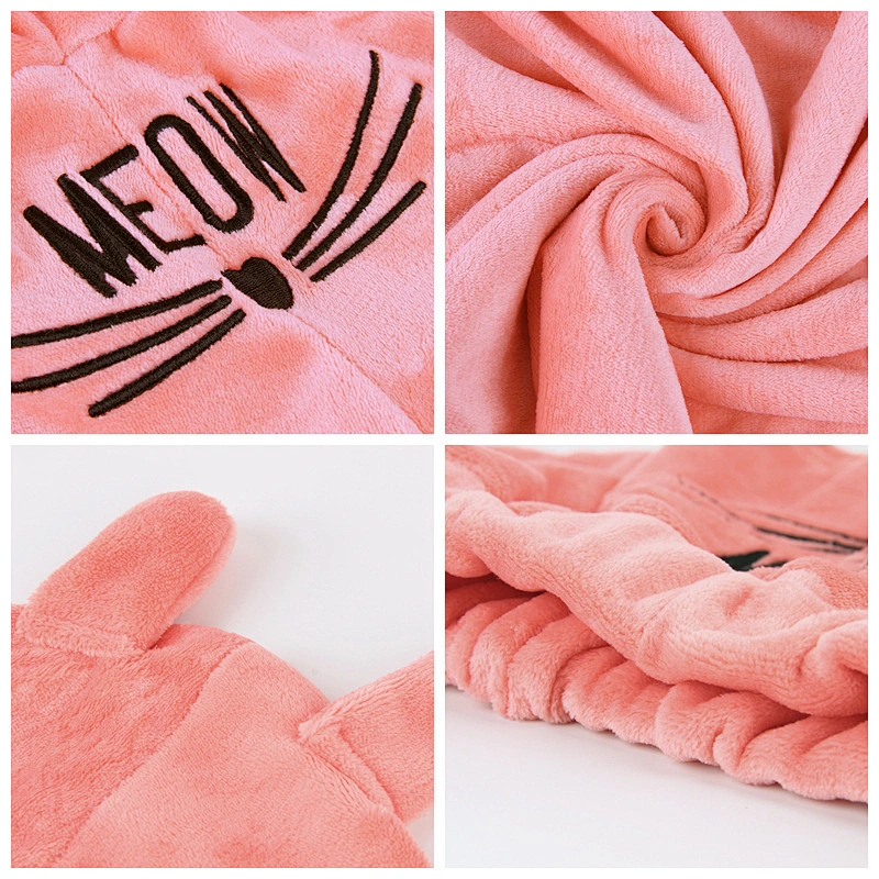 2021 Amazon winter pajamas   Autumn pajamas Home Clothing Cat Embroidery Flannel