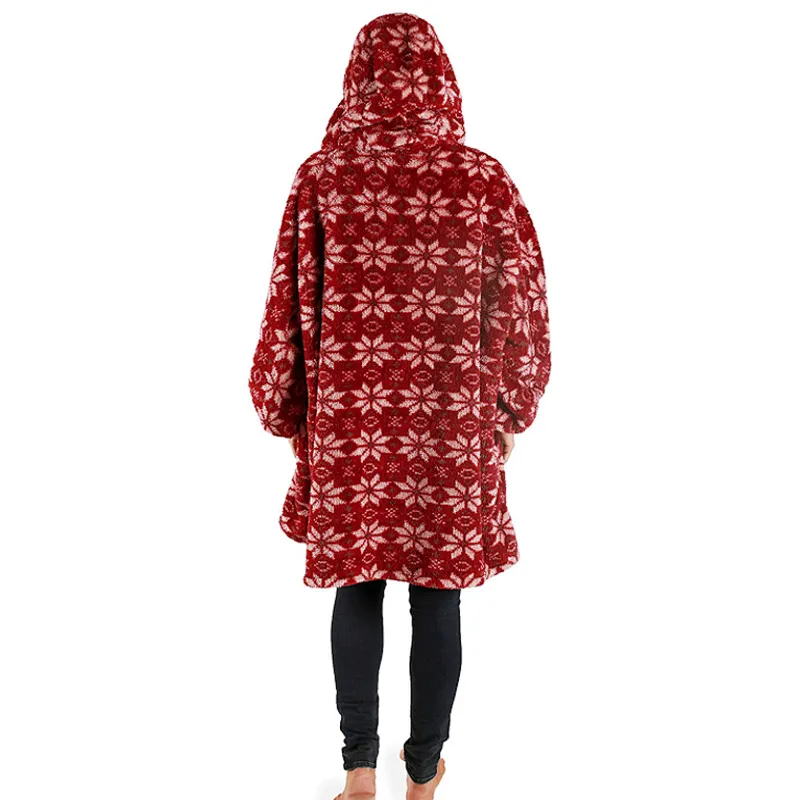 2021 New Wearable Blanket Sweatshirt Winter Christmas Oversized Plush Sherpa Blanket Hoodie with Pocket