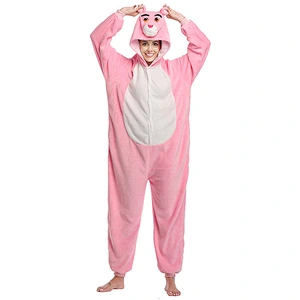 2021wholesale new flannel onesie pajamas cartoon pajamas 3D pink panther lovely animal pajamas set