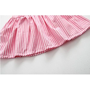 Baby Girls Striped Seersucker Bubble Straps Ruffle Bowknot Romper