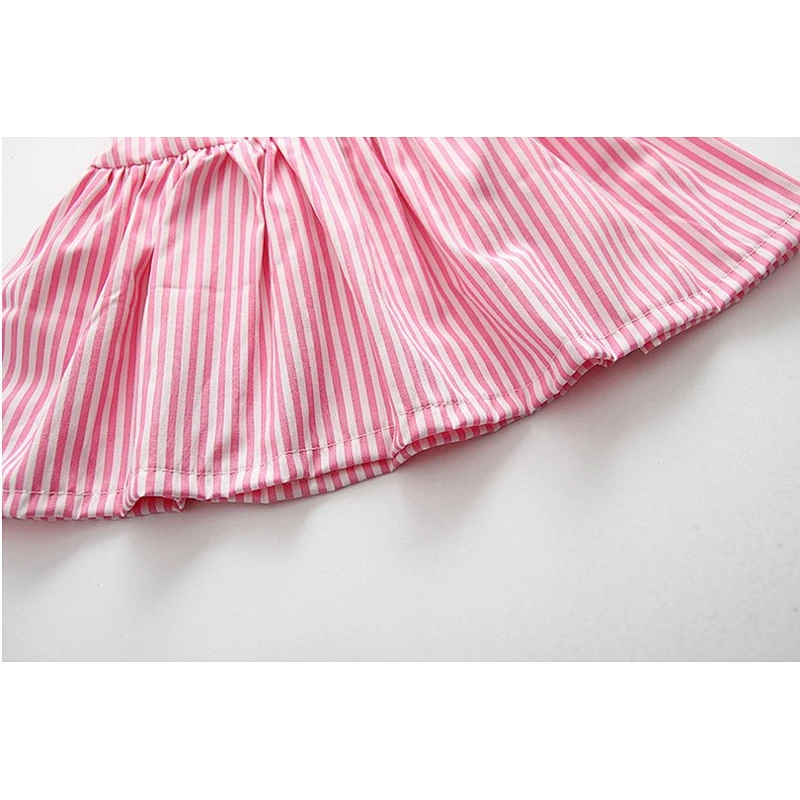 Baby Girls Striped Seersucker Bubble Straps Ruffle Bowknot Romper