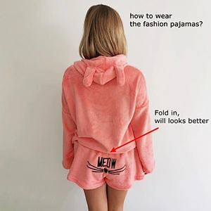 2021 Amazon winter pajamas   Autumn pajamas Home Clothing Cat Embroidery Flannel