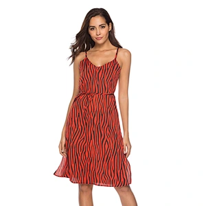 2021 new sexy zebra grain condole belt dress chiffon skirt
