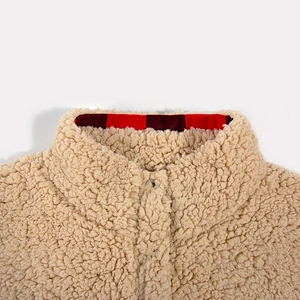Amazon Hot Women's Cozy Fuzzy Sherpa Fleece Sweatshirt Button Collar Solid Color Pullover Outwear with Pockets