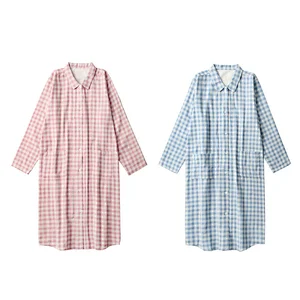 2021 new cotton women's thin pajamas long dress Casual Comfortable blouse with short sleeves sleepwear