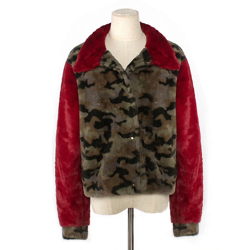 Winter Warm Womens Leopard Printing Faux Fur Teddy Coat Button Up Collar Sherpa Fleece Pullover