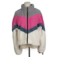 Amazon Hot Unisex Wool Hoodies Full Zipper Patchwork Pattern Sherpa Fleece Sweatshirt Pullover