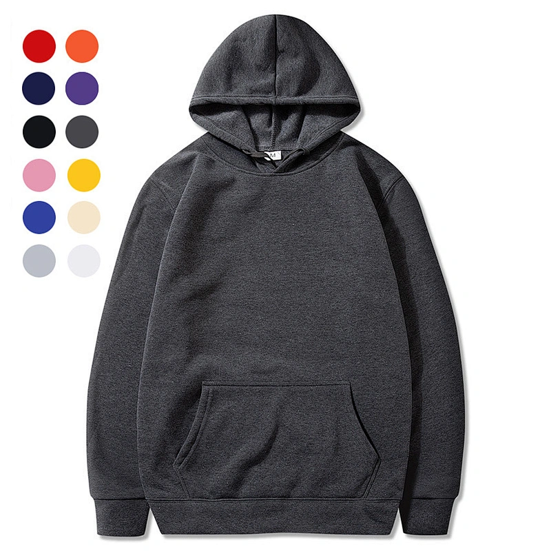 Women Personalized Pullover Casual Wear Black Grey Solid Color Print Logo Blank Hoodie