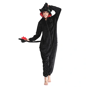2021 new wholesale onesie pajamas  flannel cartoon dragon eazy toilet style men and women homewear