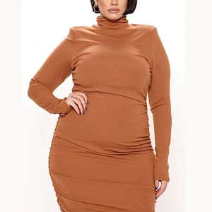 New Arrivel Wholesale Fashion Sexy Lady Dress Won't Stop Ruched Midi Dress Plus Size
