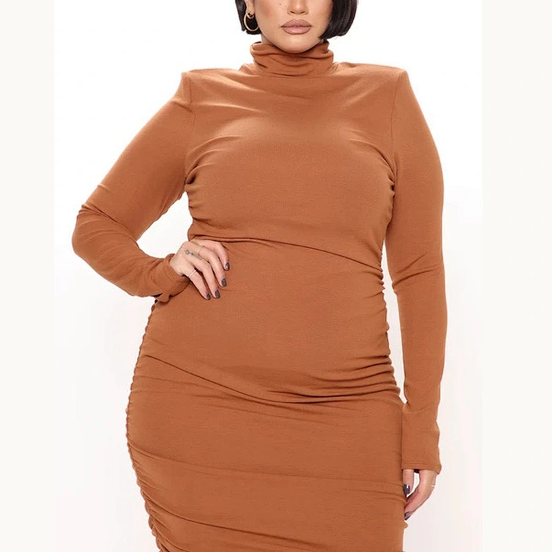 New Arrivel Wholesale Fashion Sexy Lady Dress Won't Stop Ruched Midi Dress Plus Size