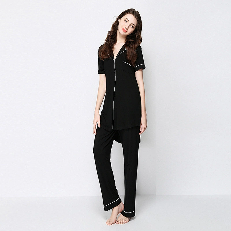 2021Amazon autumn winter pajamas women pajamas cotton pajamas sleepwear comfy soft long button down