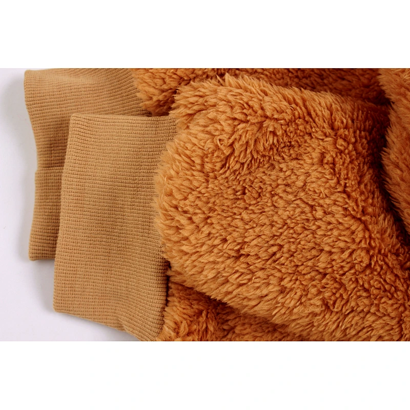 Womens Two Side Belt Teddy Coat Full Zipper Leopard Pattern Sherpa Fleece Hoodies Pullover