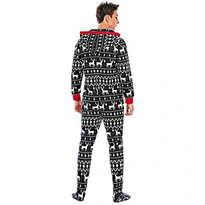 2021 new men pajamas onesie footed  with hooded long sleeve christmas pajamas