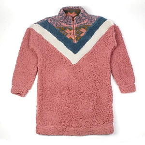 2021 New Customized Wool Sweatshirts Hoodies 1/4 Zipper Floral Pattern Sherpa Fleece Pullover for Men Women