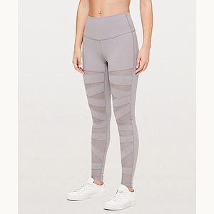 Custom High Waist Tight Crossover Mesh Leggings Sports Stripes Pants Gym SKinny Yoga Pants Rear Pocke buttery soft Legging