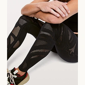 Luxurious Floral Mesh Legging High Quality Seamless Leightweight Elastane Pants Hollow Out Stretch Breathable Sexy Sportswear