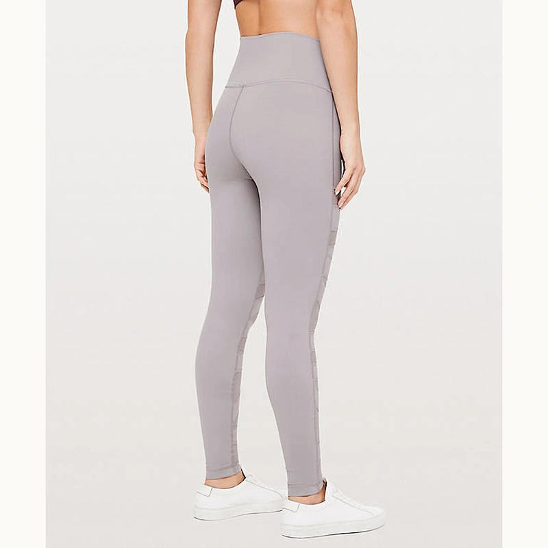Custom High Waist Tight Crossover Mesh Leggings Sports Stripes Pants Gym SKinny Yoga Pants Rear Pocke buttery soft Legging