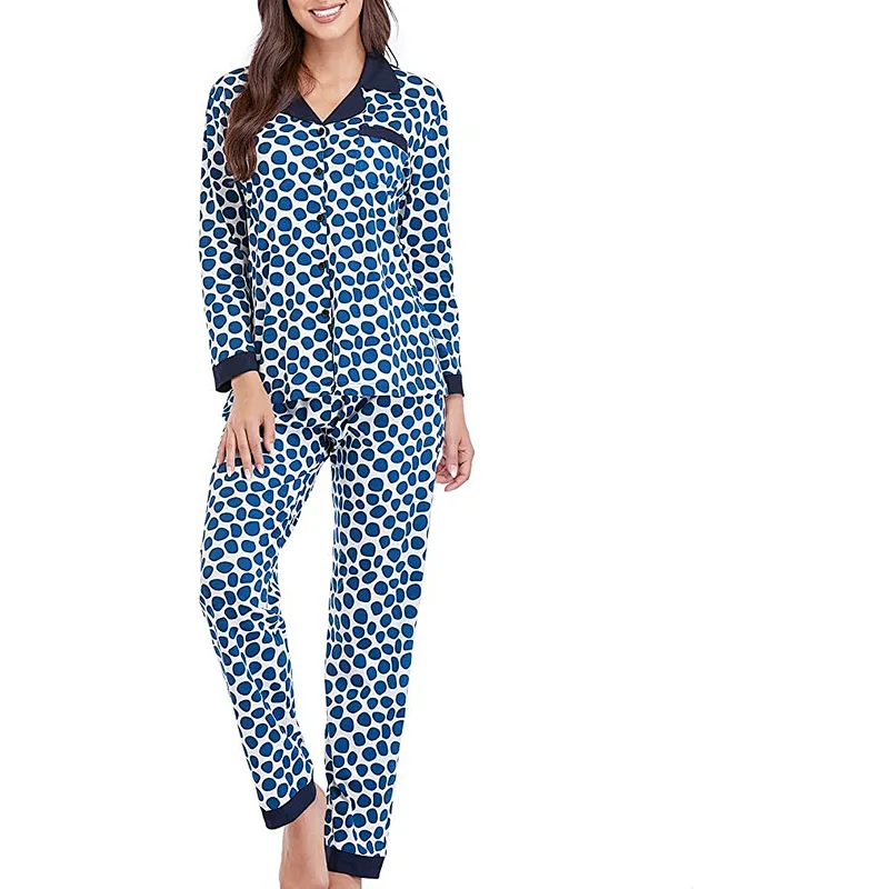 2021Amazon Pajamas for Women Lounge Set Cotton Sleepwear Comfy Soft Long Button Down Lingerie