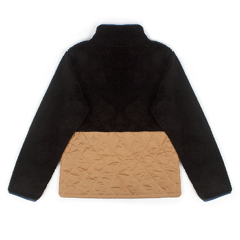 2021 Amazon Hot Winter Warm Teddy Coat Full Zip Up Patchwork Sherpa Fleece Pullover with Pocket