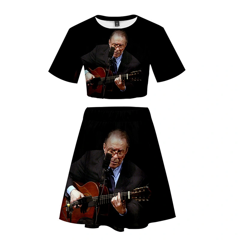 2021new Summer Brazilian singer Joao Gilberto 3D sexy midriff-baring short sleeve + short skirt suit