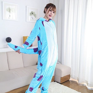 2021Amazon pajamas blue cattle  lovers animal pajamas coral velvet  eazy toilet winter pajamas