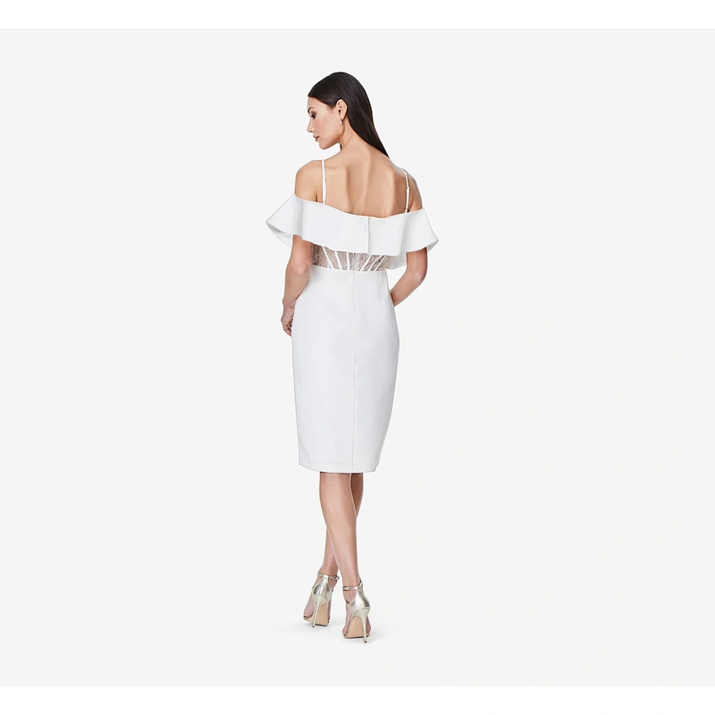 2021 New Arrival Evening Dress  Off The Shoulder Sheath Cocktail Dress In Ivory Lady Dress
